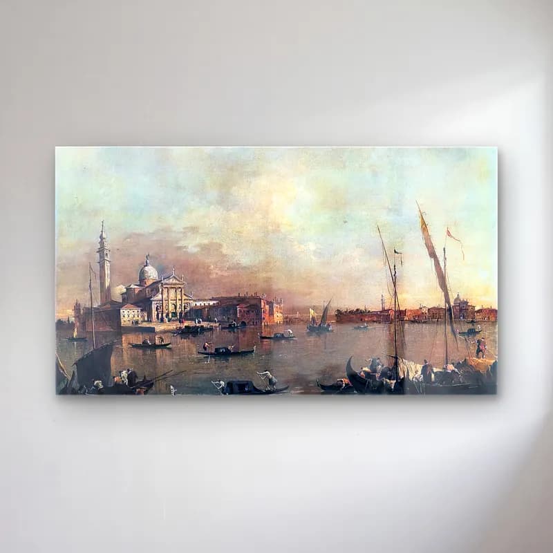 Francesco Guardi – Venice San Giorgio Maggiore cam tablo — Francesco Guardi – Venice San Giorgio Maggiore — empresyonist liman ve tekneler