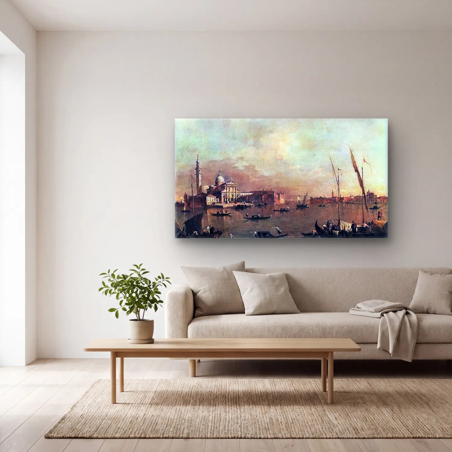 Francesco Guardi – Venice San Giorgio Maggiore cam tablo — açık renk salonda