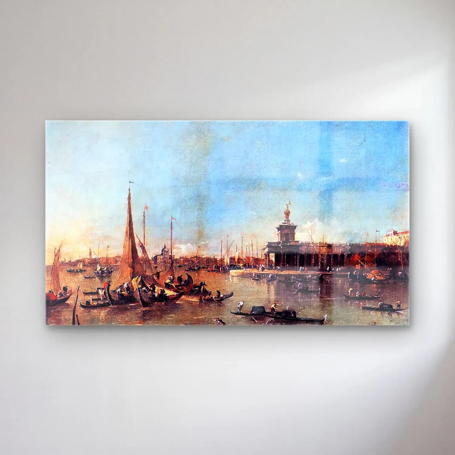 Francesco Guardi – Venice The Dogana with the Giudecca cam tablo — Francesco Guardi – Venice The Dogana with the Giudecca — empresyonist liman ve tekneler
