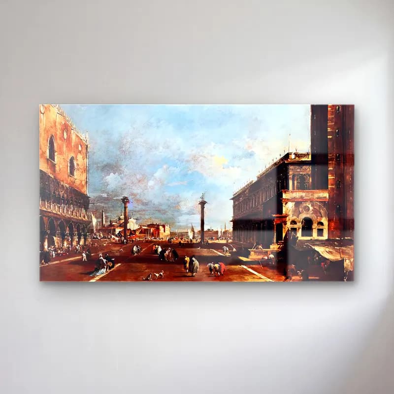 Francesco Guardi – View of Piazzetta San Marco towards the San Giorgio Maggiore cam tablo — Francesco Guardi – View of Piazzetta San Marco towards the San Giorgio Maggiore — yağlı boya roma