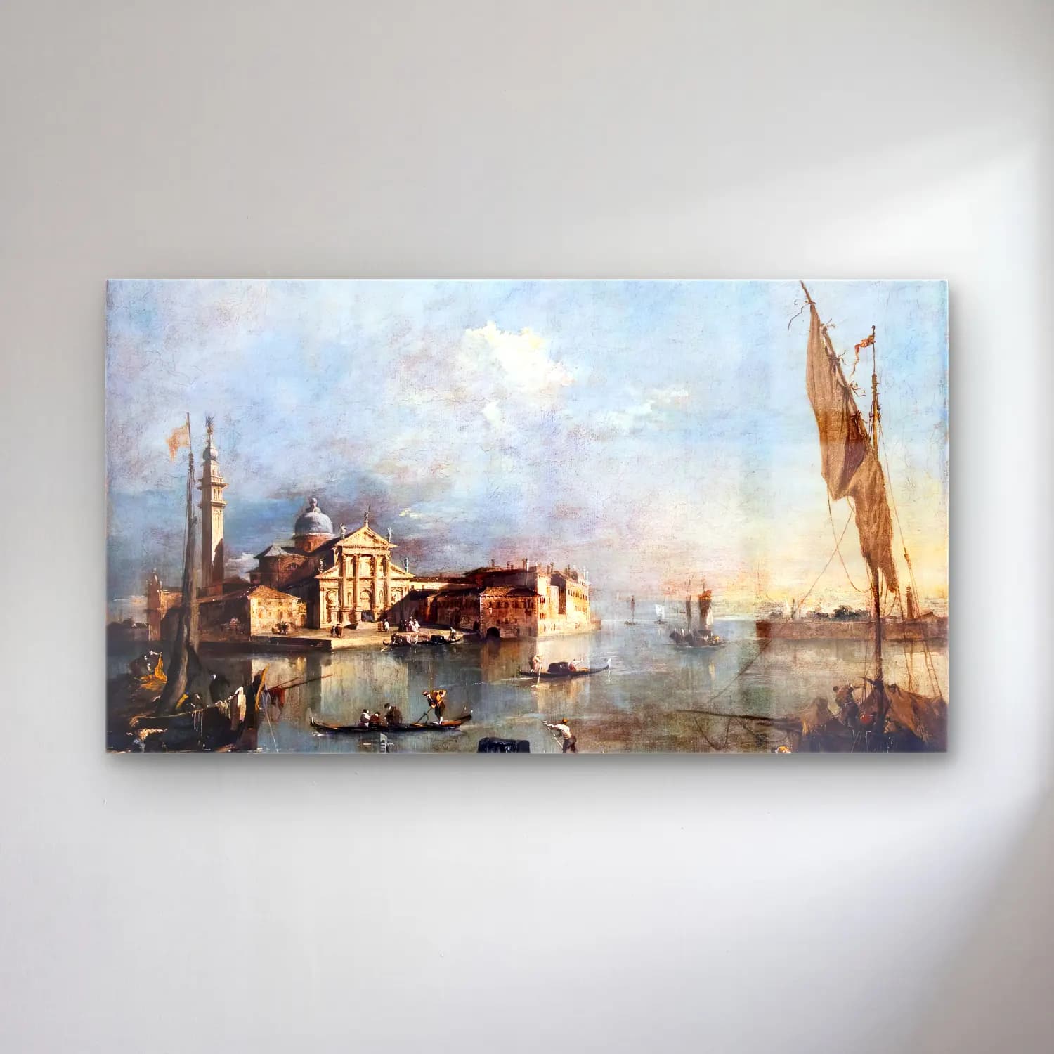 Francesco Guardi – View of the Island of San Giorgio Maggiore cam tablo — Francesco Guardi – View of the Island of San Giorgio Maggiore — yağlı boya liman ve tekneler