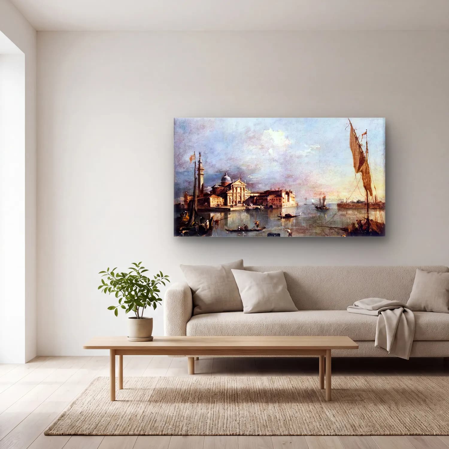 Francesco Guardi – View of the Island of San Giorgio Maggiore cam tablo — açık renk salonda