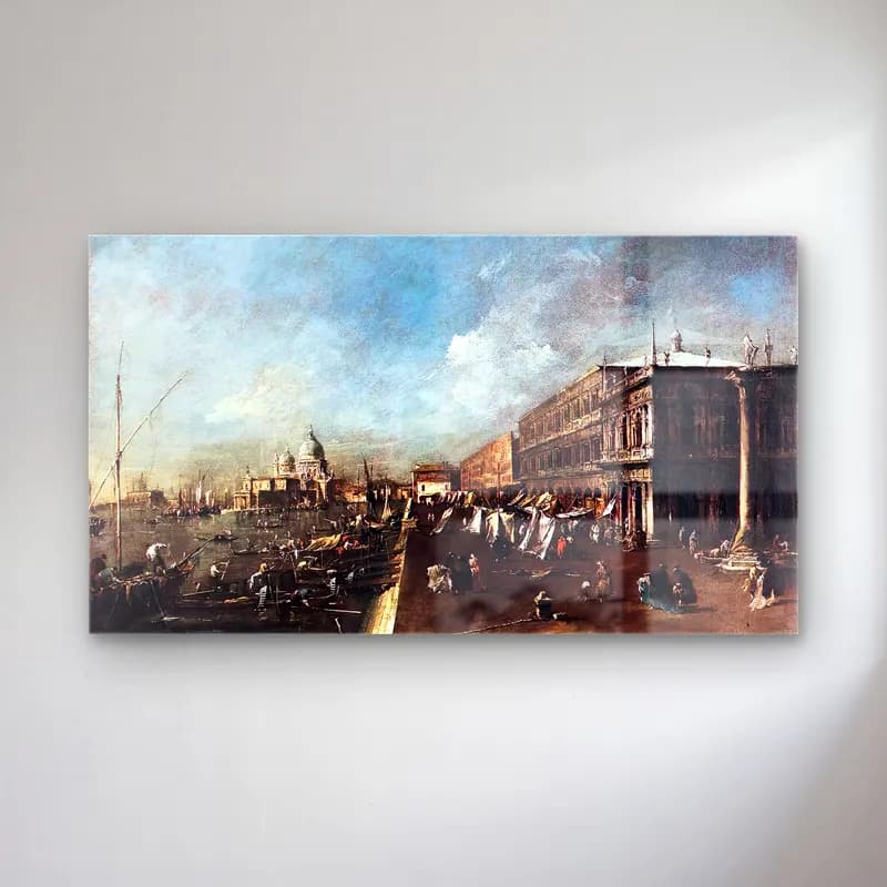 Francesco Guardi – View of the Molo towards the Santa Maria della Salute cam tablo — Francesco Guardi – View of the Molo towards the Santa Maria della Salute — yağlı boya venedik kanalları