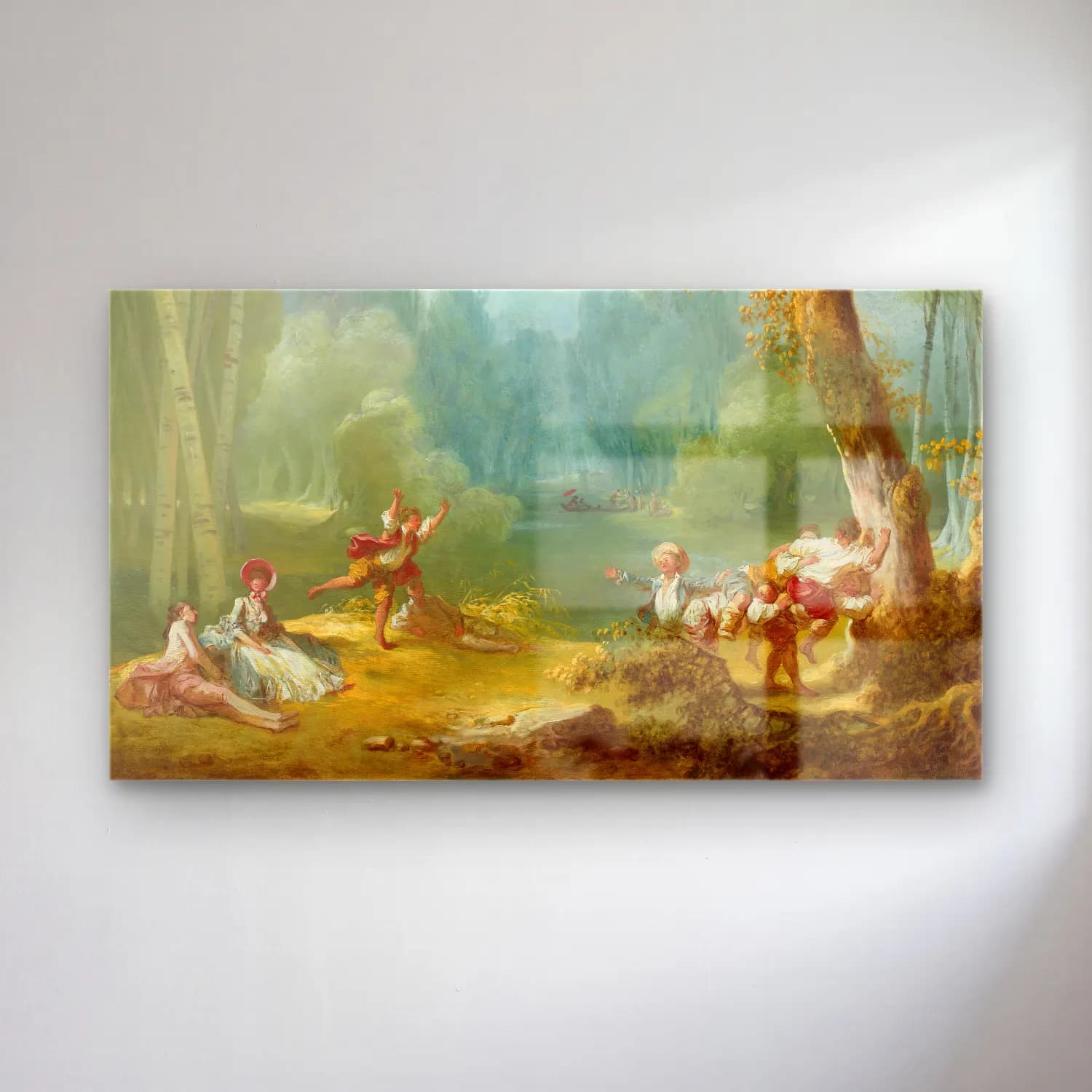 Jean-Honoré Fragonard – A Game of Horse and Rider cam tablo — Jean-Honoré Fragonard – A Game of Horse and Rider — yağlı boya savaş sahnesi