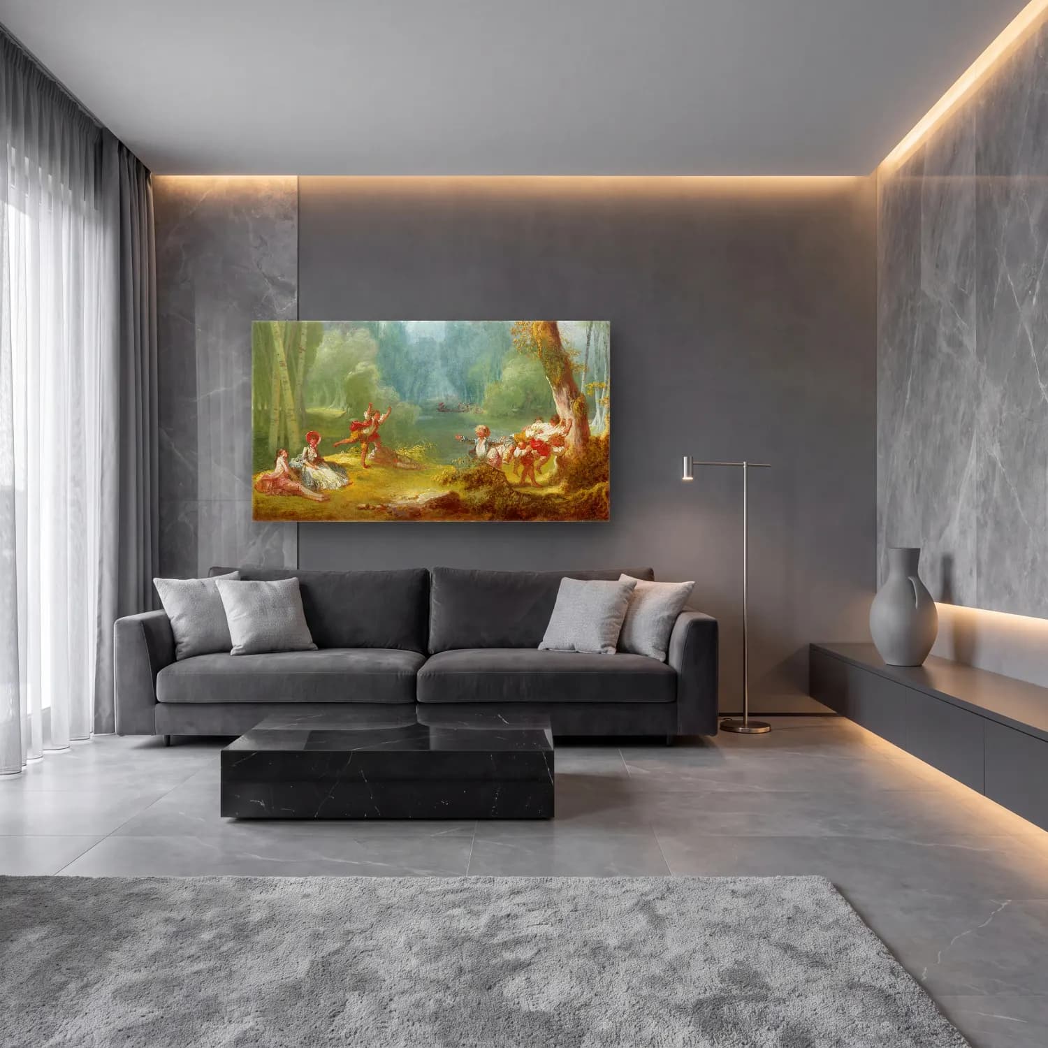 Jean-Honoré Fragonard – A Game of Horse and Rider cam tablo — lüks salon duvarında