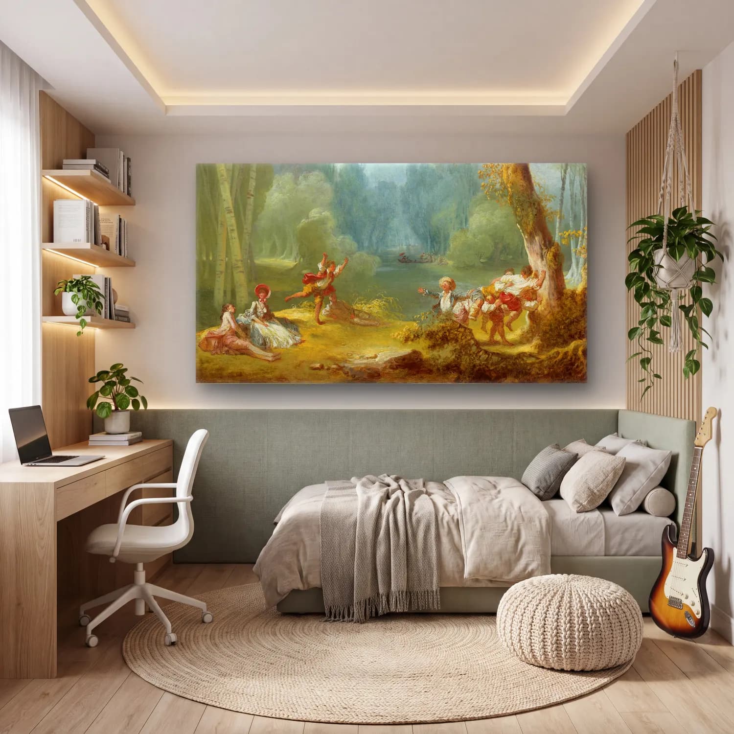 Jean-Honoré Fragonard – A Game of Horse and Rider cam tablo — genç odasında