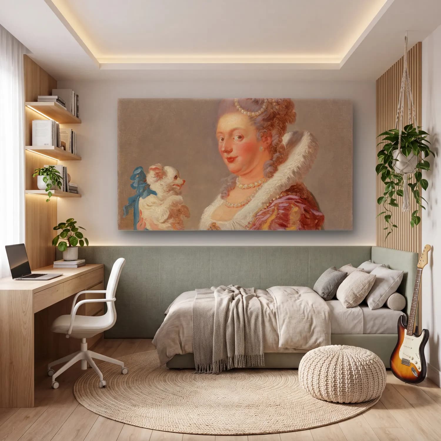 Jean-Honoré Fragonard – A Woman with a Dog cam tablo — genç odasında