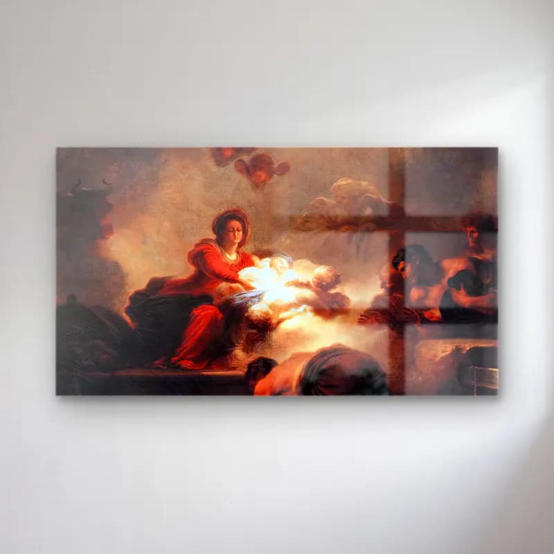 Jean-Honoré Fragonard – Adoration of the Shepherds cam tablo — Jean-Honoré Fragonard – Adoration of the Shepherds — yağlı boya dini sahne