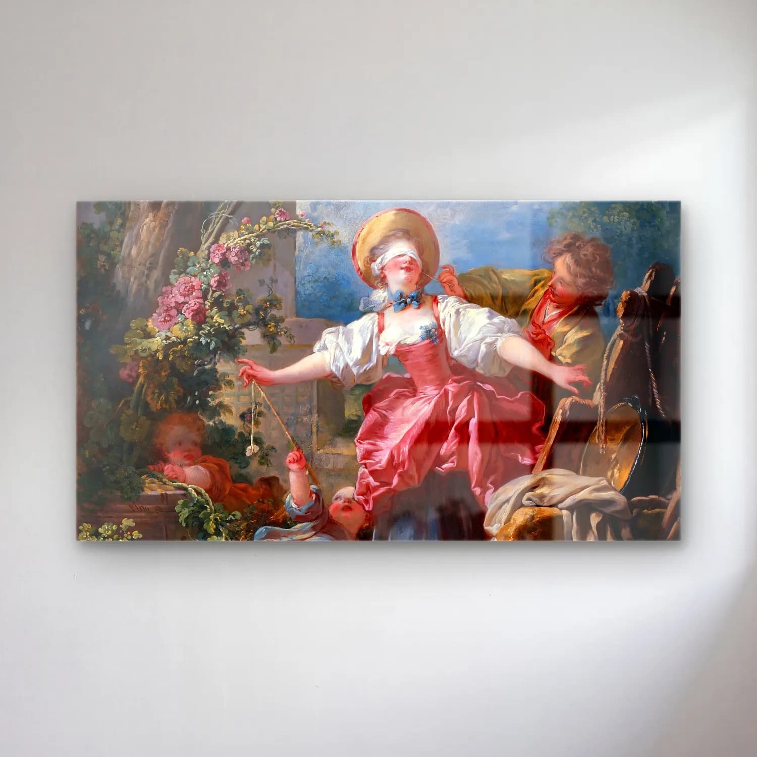 Jean-Honoré Fragonard – Blind Mans Bluff cam tablo — Jean-Honoré Fragonard – Blind Mans Bluff — yağlı boya elbiseli kadın