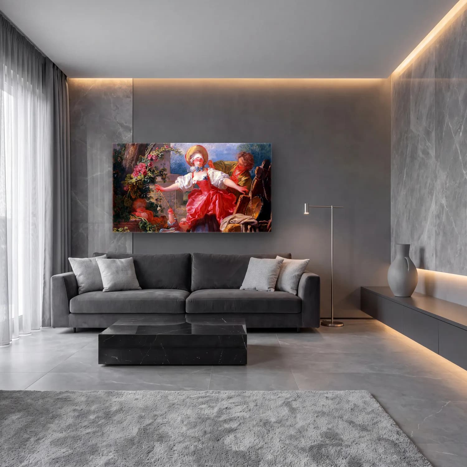 Jean-Honoré Fragonard – Blind Mans Bluff cam tablo — lüks salon duvarında