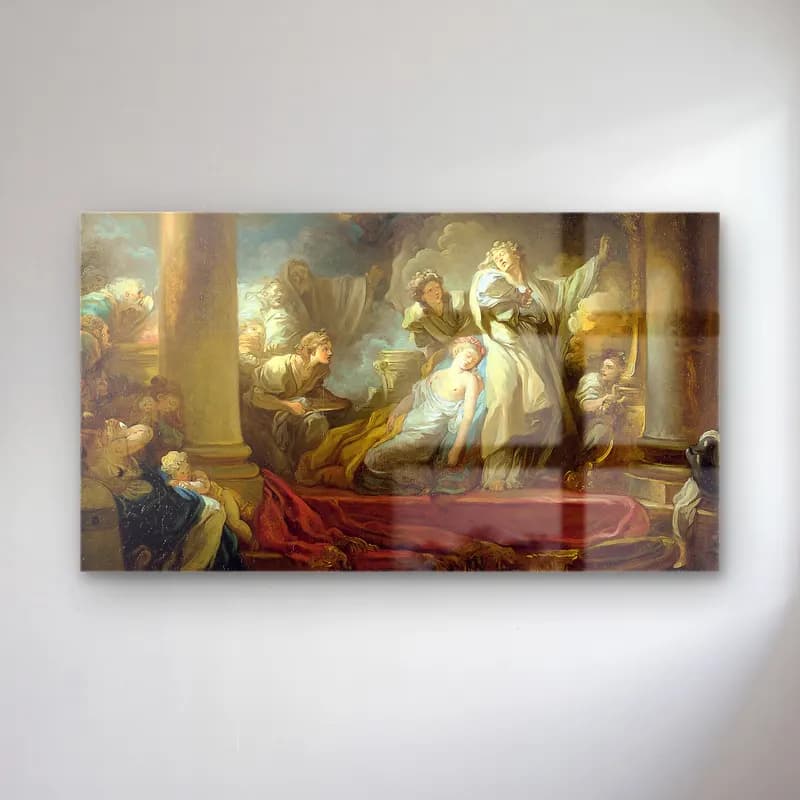Jean-Honoré Fragonard – El sacrificio de Caliroe cam tablo — Jean-Honoré Fragonard – El sacrificio de Caliroe — yağlı boya mitolojik sahne