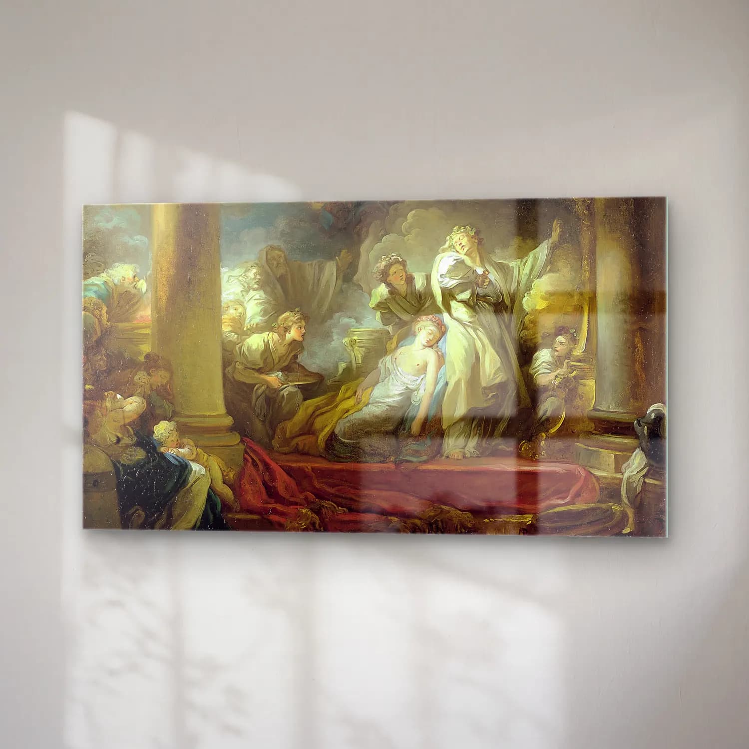 Jean-Honoré Fragonard – El sacrificio de Caliroe cam tablo — sağ açıdan görünüm