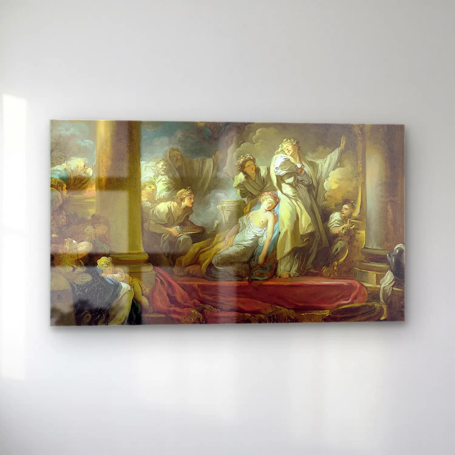 Jean-Honoré Fragonard – El sacrificio de Caliroe cam tablo — sol açıdan görünüm