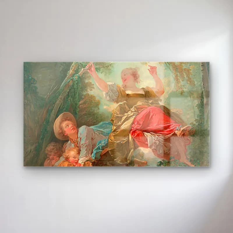 Jean-Honoré Fragonard – Fragonard The See Saw cam tablo — Jean-Honoré Fragonard – Fragonard The See Saw — vintage mitolojik sahne