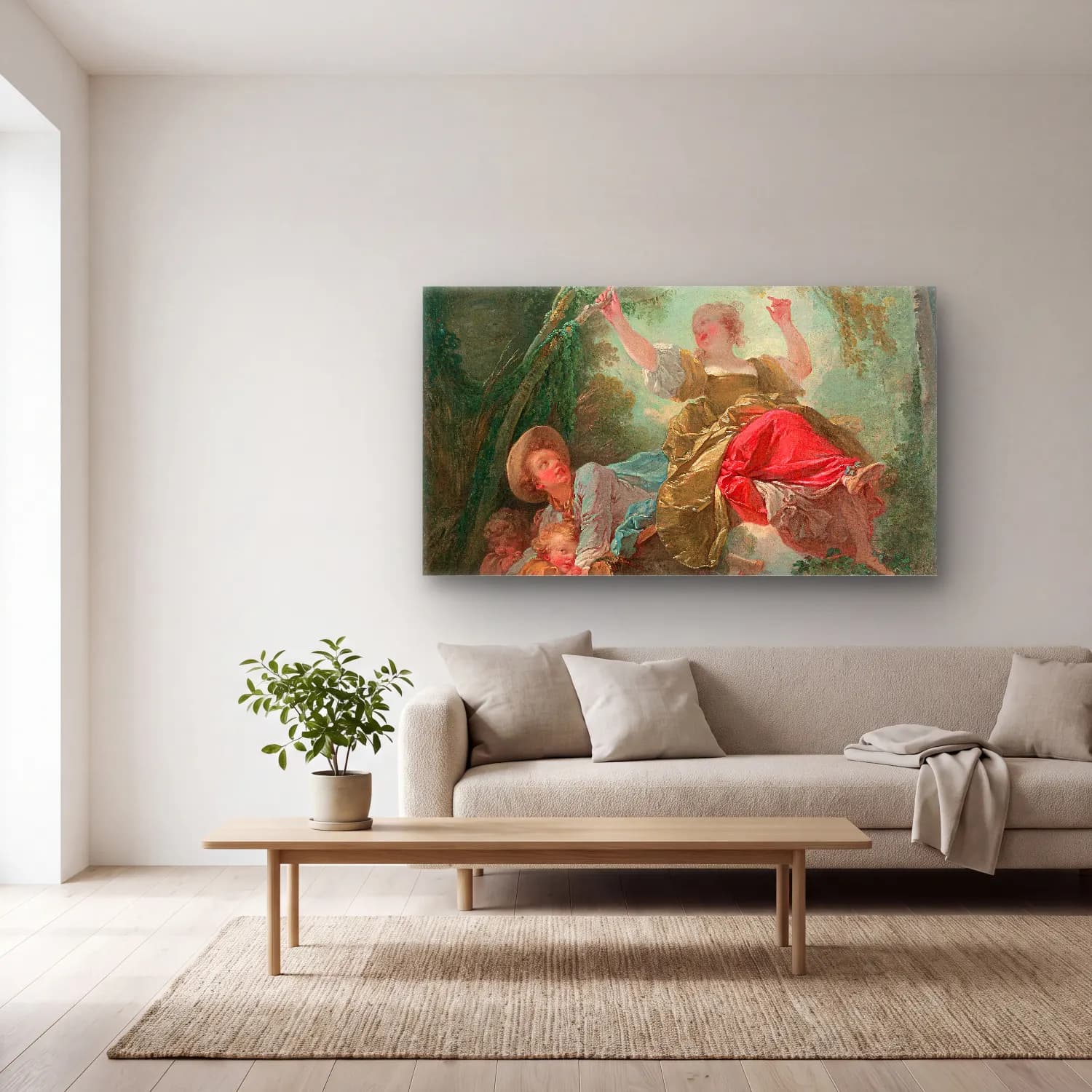 Jean-Honoré Fragonard – Fragonard The See Saw cam tablo — açık renk salonda