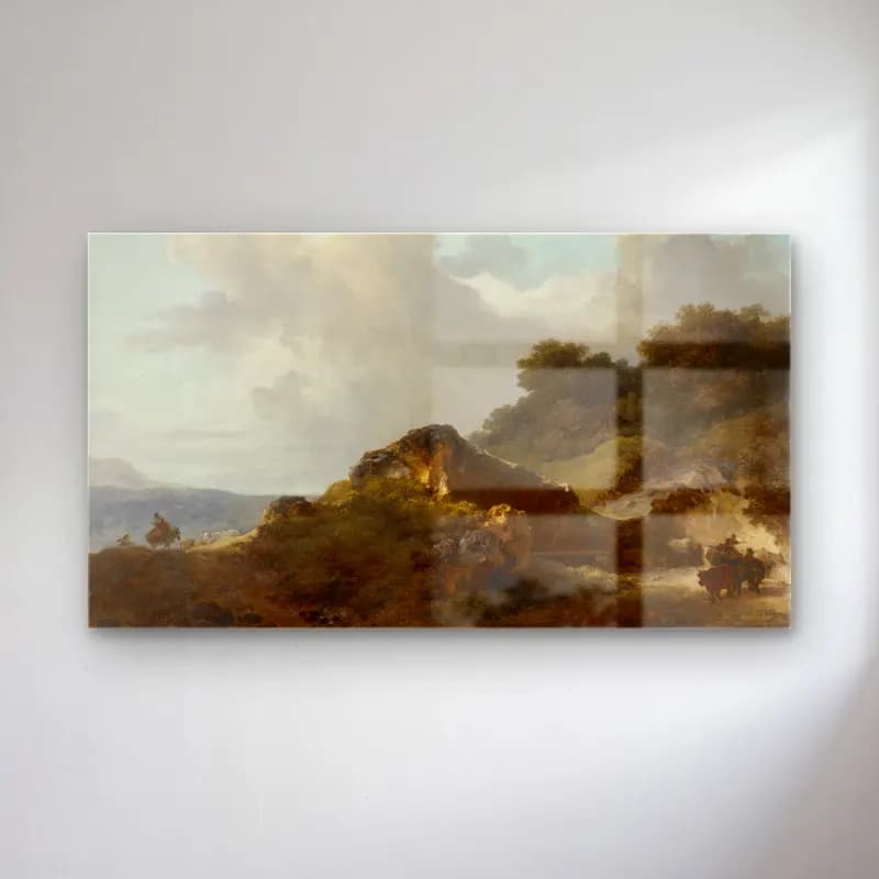 Jean-Honoré Fragonard – Fragonard, Jean-Honoré-Le Rocher-Lyon, MBA cam tablo — Jean-Honoré Fragonard – Fragonard, Jean-Honoré-Le Rocher-Lyon, MBA — yağlı boya dağ manzarası