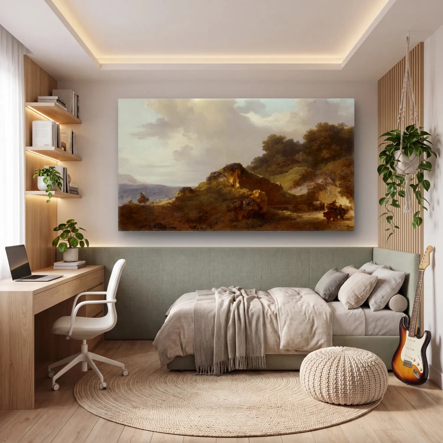 Jean-Honoré Fragonard – Fragonard, Jean-Honoré-Le Rocher-Lyon, MBA cam tablo — genç odasında