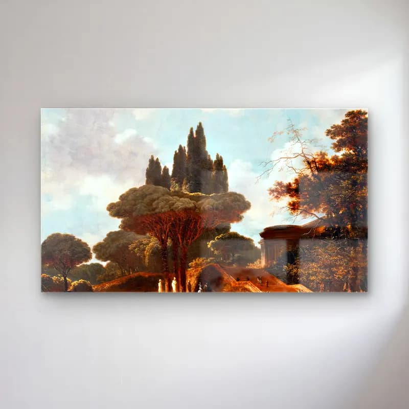 Jean-Honoré Fragonard – Italian Landscape with Stairs cam tablo — Jean-Honoré Fragonard – Italian Landscape with Stairs — yağlı boya antik kalıntılar