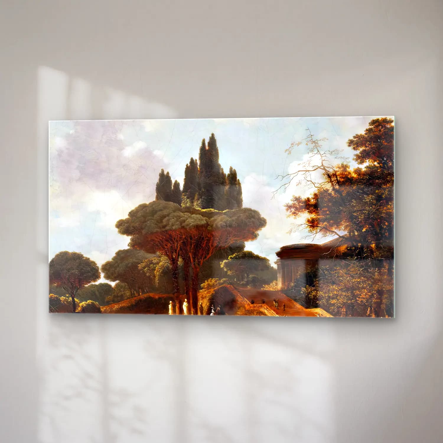 Jean-Honoré Fragonard – Italian Landscape with Stairs cam tablo — sağ açıdan görünüm