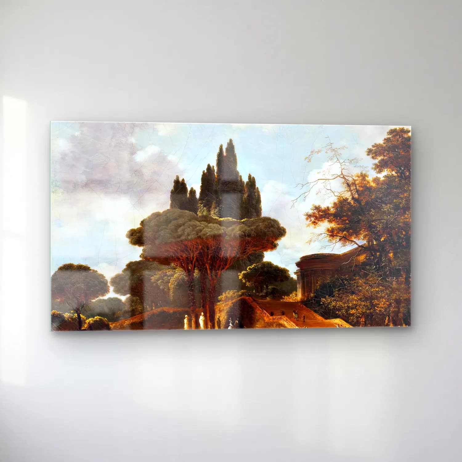Jean-Honoré Fragonard – Italian Landscape with Stairs cam tablo — sol açıdan görünüm