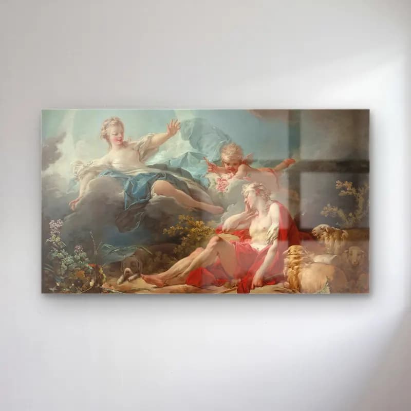 Jean-Honoré Fragonard – Jean Honoré Fragonard Diana and Endymion cam tablo — Jean-Honoré Fragonard – Jean Honoré Fragonard Diana and Endymion — yağlı boya mitolojik sahne
