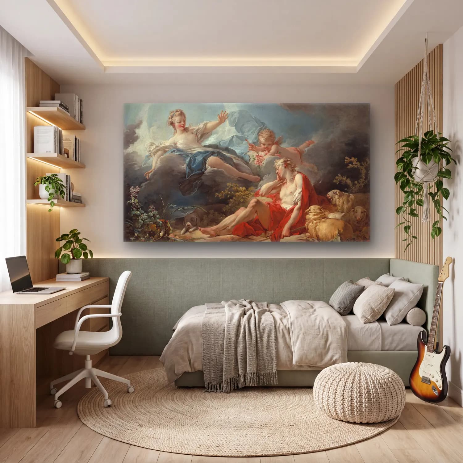 Jean-Honoré Fragonard – Jean Honoré Fragonard Diana and Endymion cam tablo — genç odasında