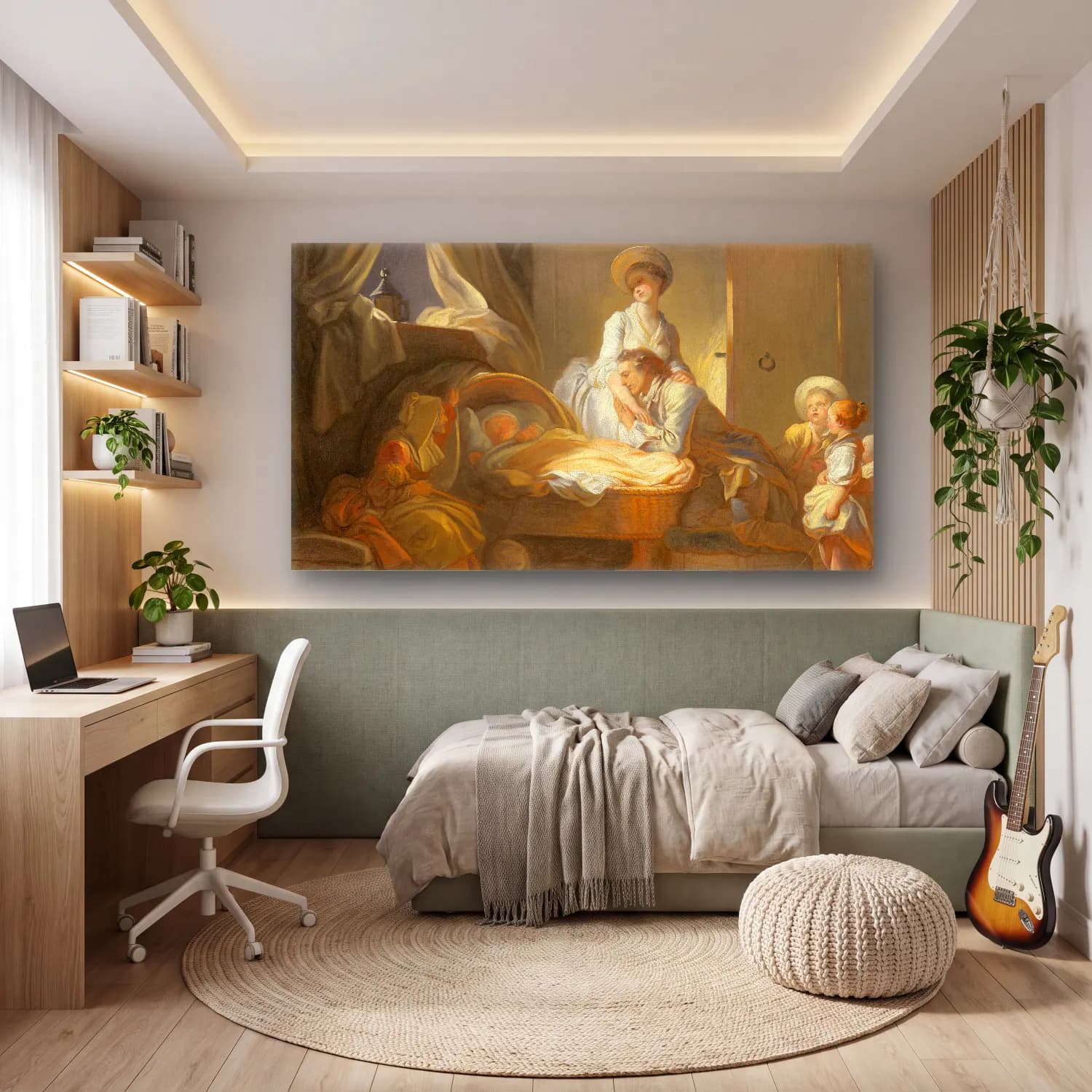 Jean-Honoré Fragonard – Jean Honoré Fragonard The Visit to the Nursery cam tablo — genç odasında
