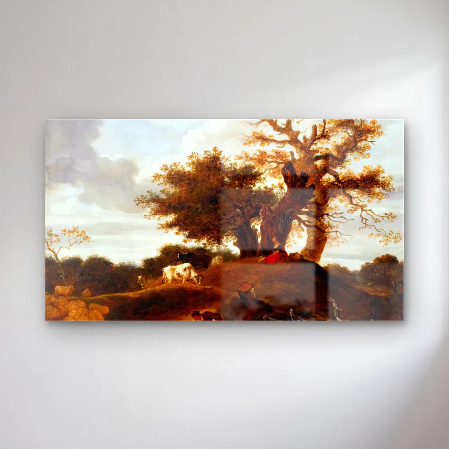 Jean-Honoré Fragonard – Landscape with a Youth by a Pond cam tablo — Jean-Honoré Fragonard – Landscape with a Youth by a Pond — yağlı boya mitolojik sahne