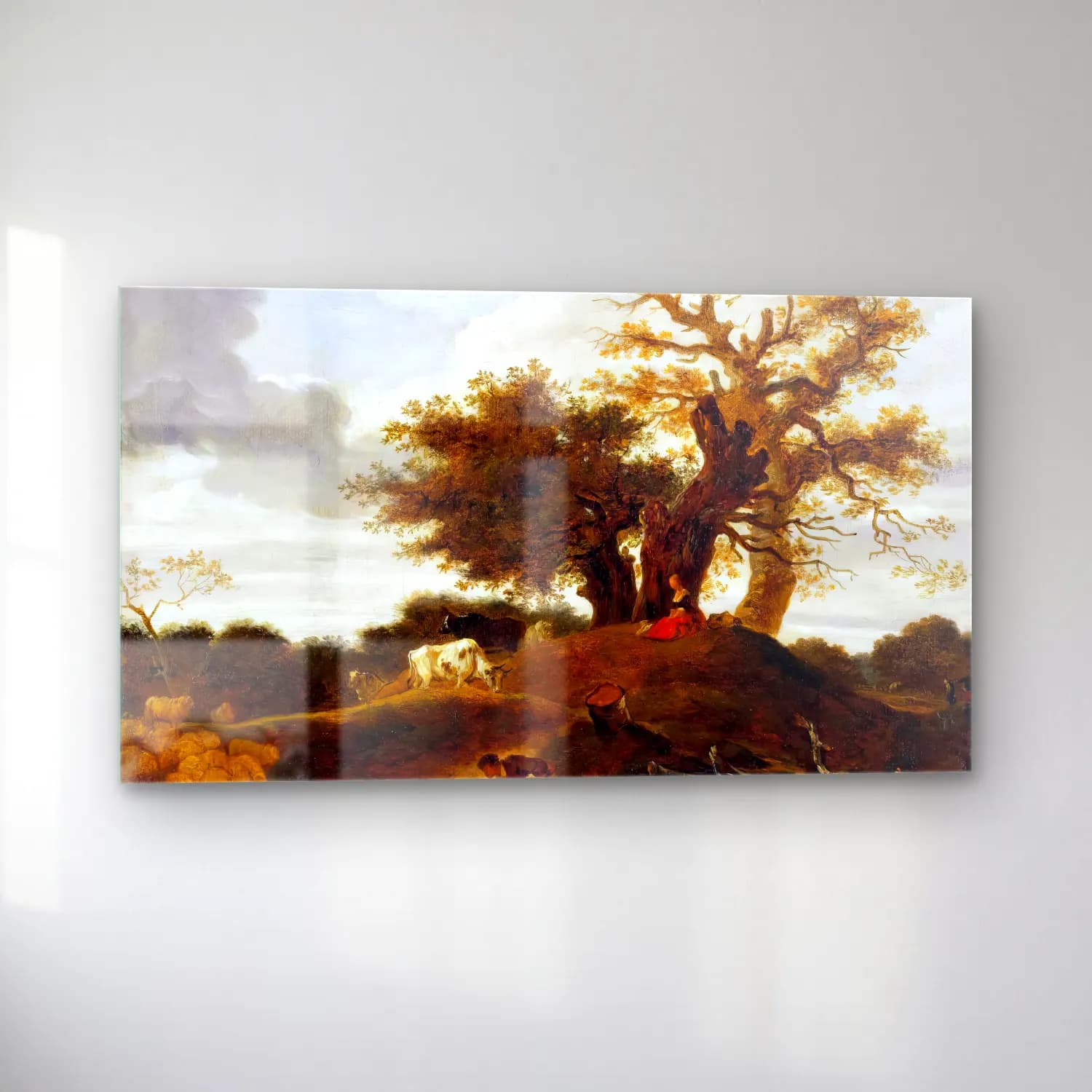 Jean-Honoré Fragonard – Landscape with a Youth by a Pond cam tablo — sol açıdan görünüm