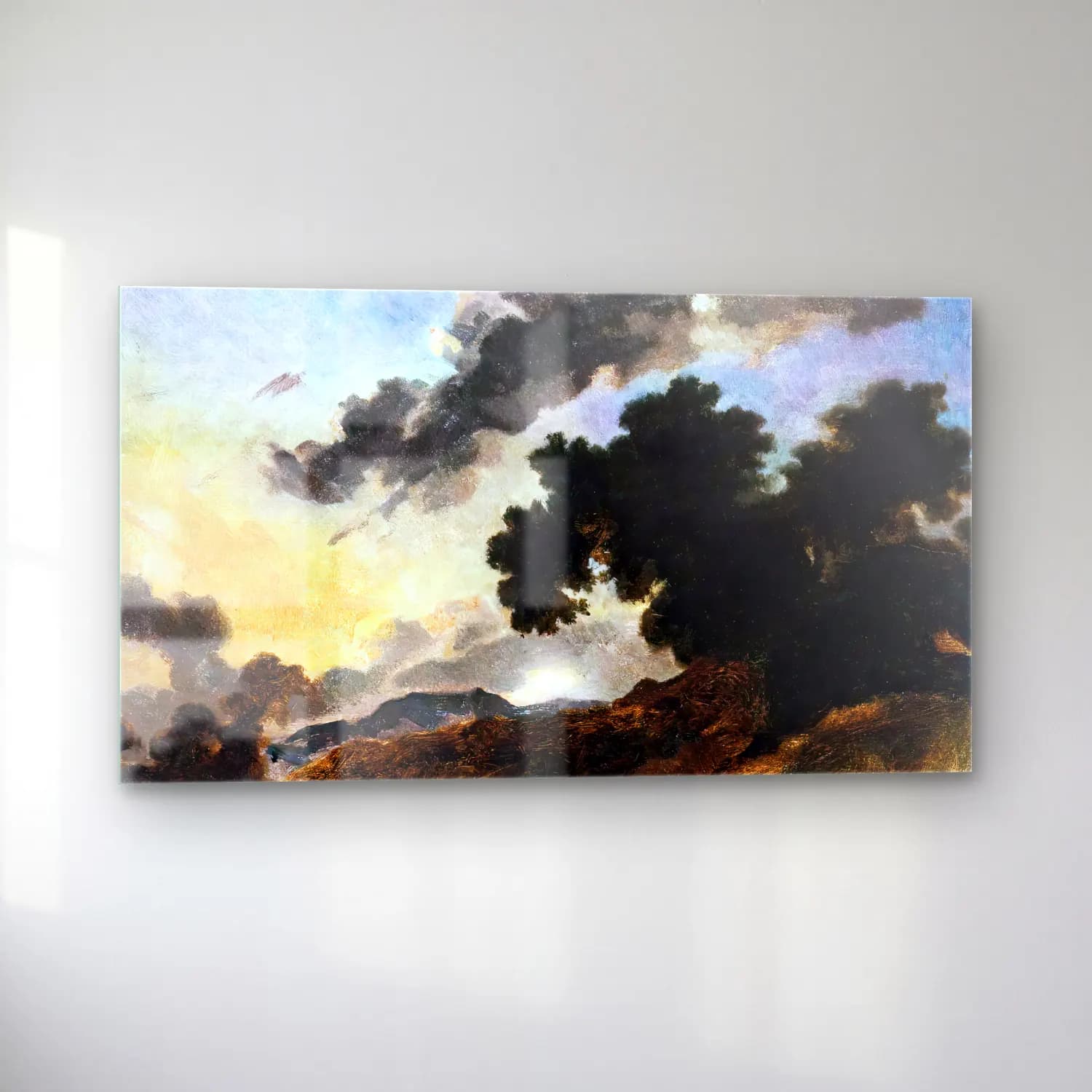 Jean-Honoré Fragonard – Mountain Landscape at Sunset cam tablo — sol açıdan görünüm
