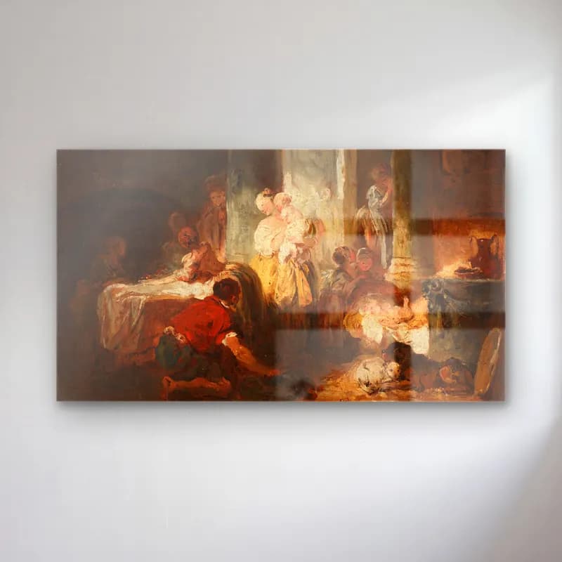 Jean-Honoré Fragonard – Roman Interior cam tablo — Jean-Honoré Fragonard – Roman Interior — empresyonist dini sahne