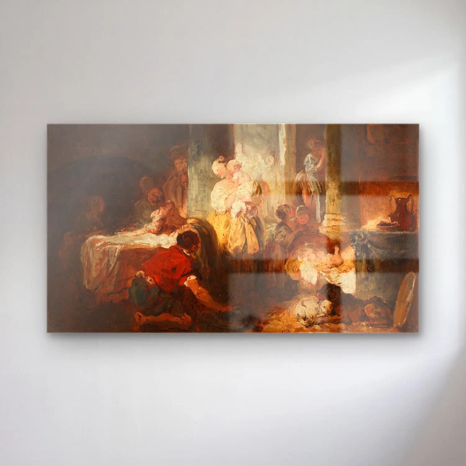 Jean-Honoré Fragonard – Roman Interior cam tablo — Jean-Honoré Fragonard – Roman Interior — empresyonist dini sahne