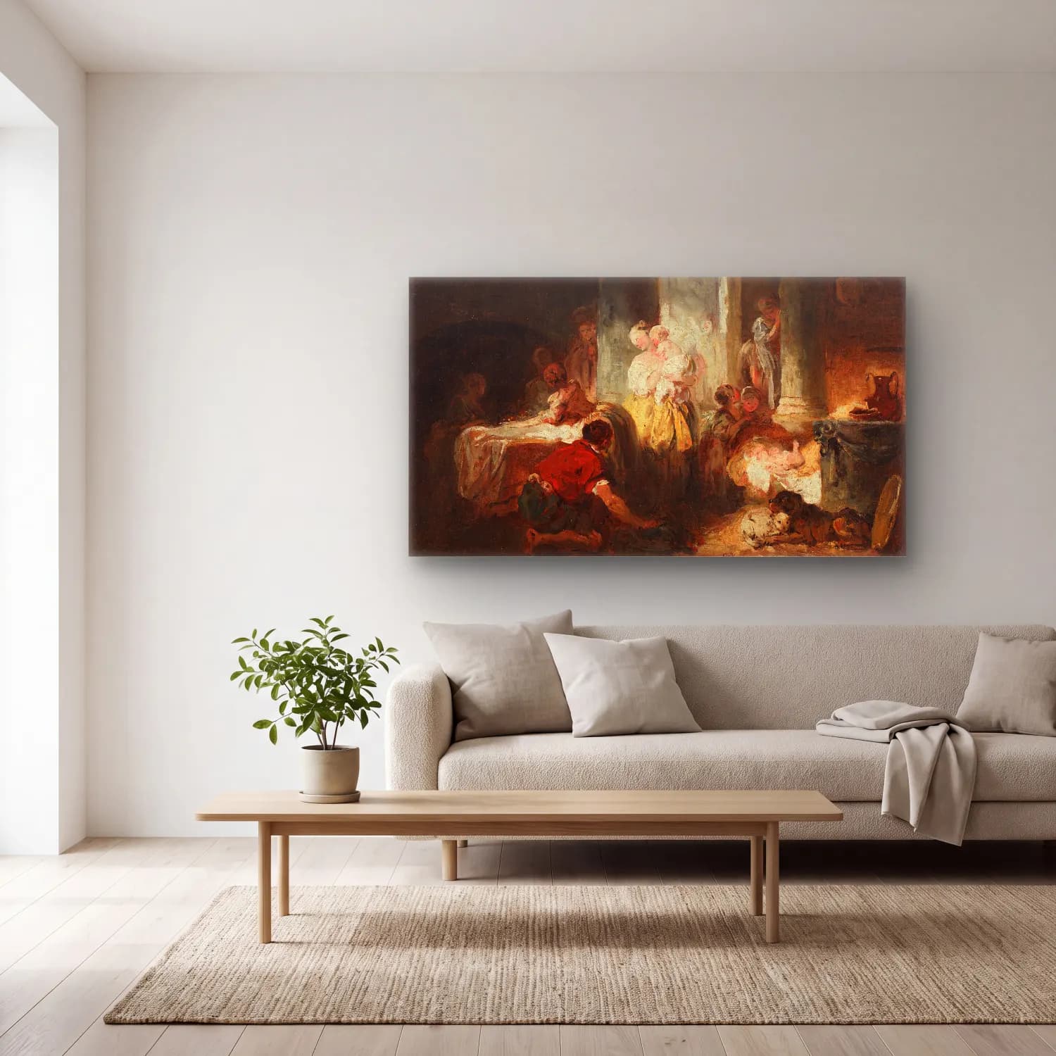 Jean-Honoré Fragonard – Roman Interior cam tablo — açık renk salonda