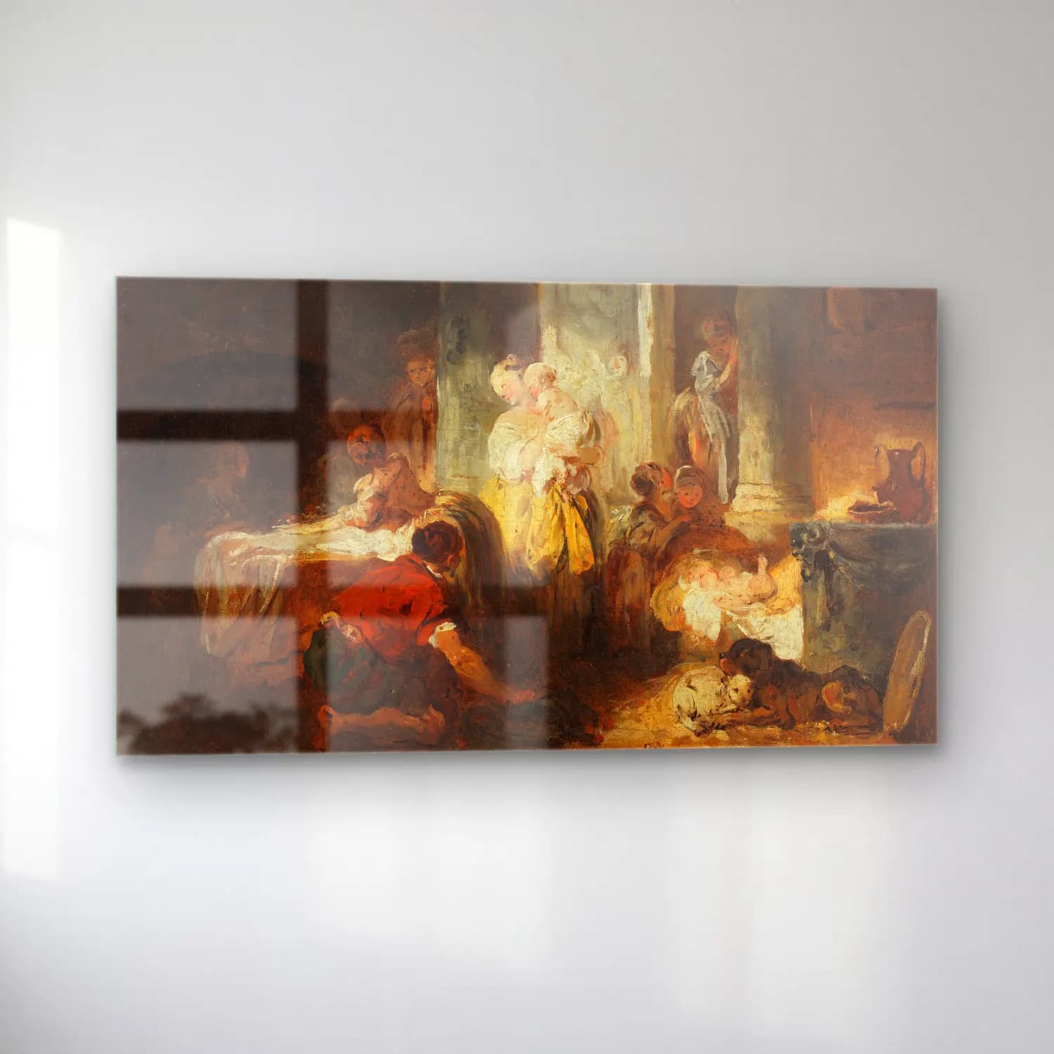 Jean-Honoré Fragonard – Roman Interior cam tablo — sol açıdan görünüm