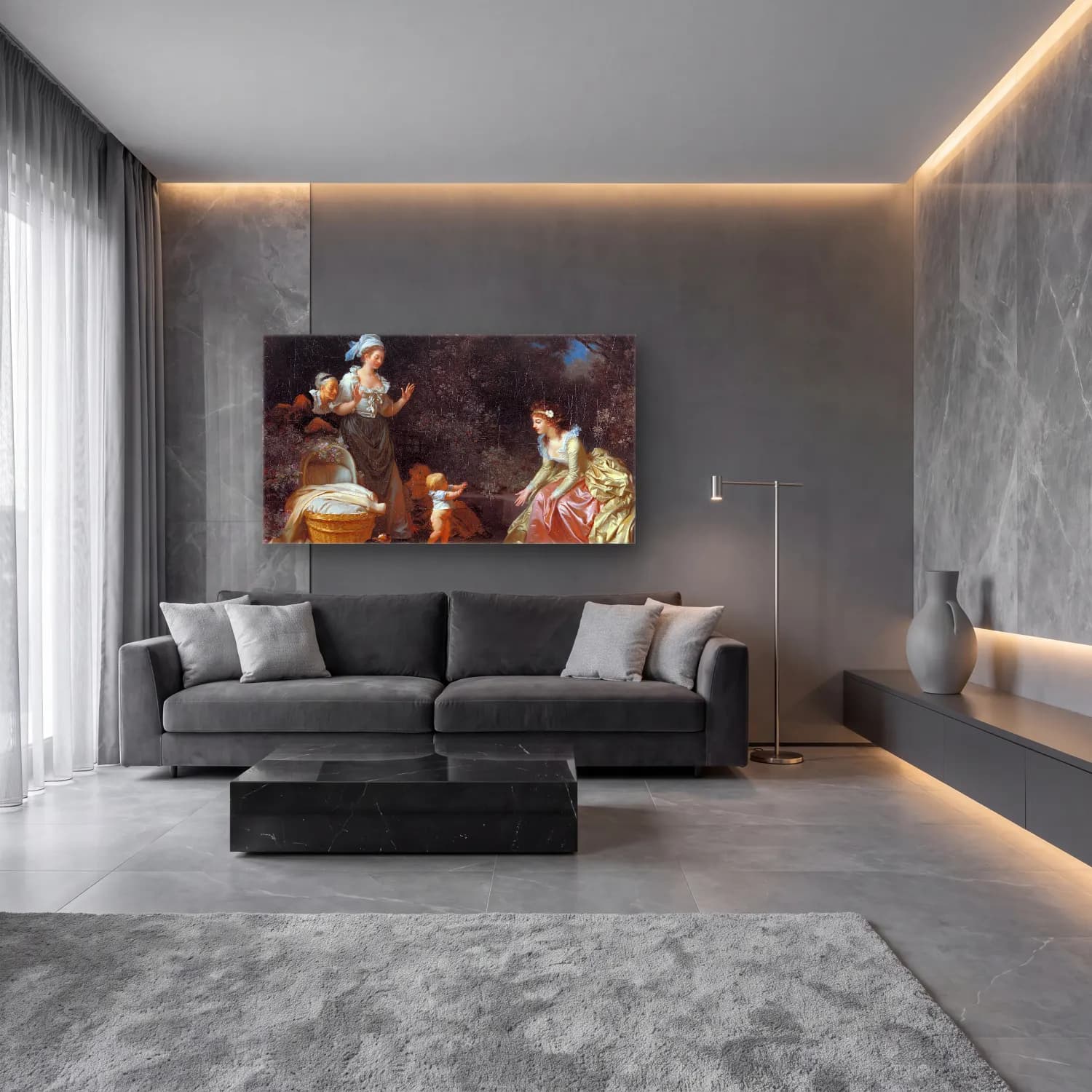 Jean-Honoré Fragonard – The First Steps cam tablo — lüks salon duvarında