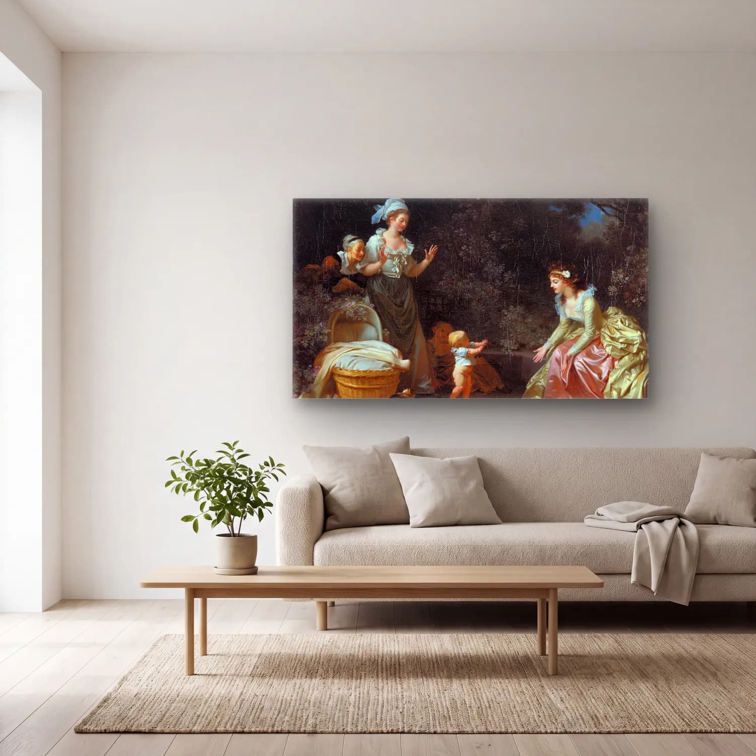 Jean-Honoré Fragonard – The First Steps cam tablo — açık renk salonda