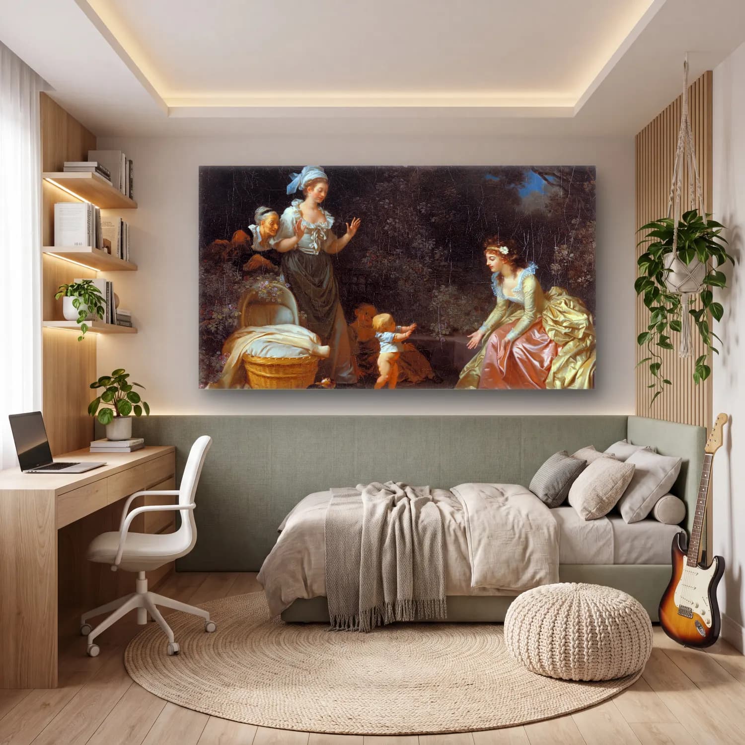 Jean-Honoré Fragonard – The First Steps cam tablo — genç odasında