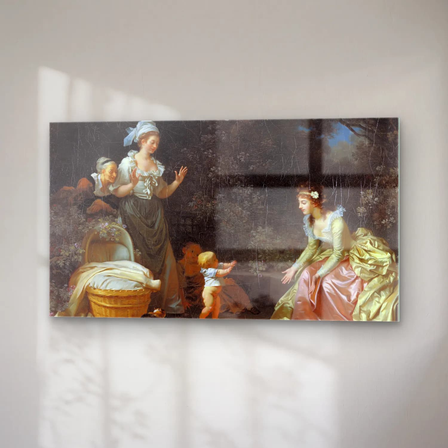 Jean-Honoré Fragonard – The First Steps cam tablo — sağ açıdan görünüm