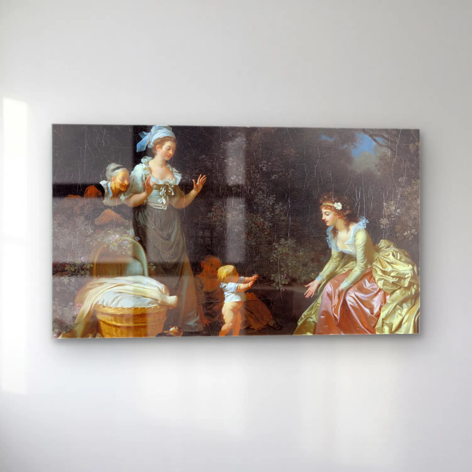 Jean-Honoré Fragonard – The First Steps cam tablo — sol açıdan görünüm