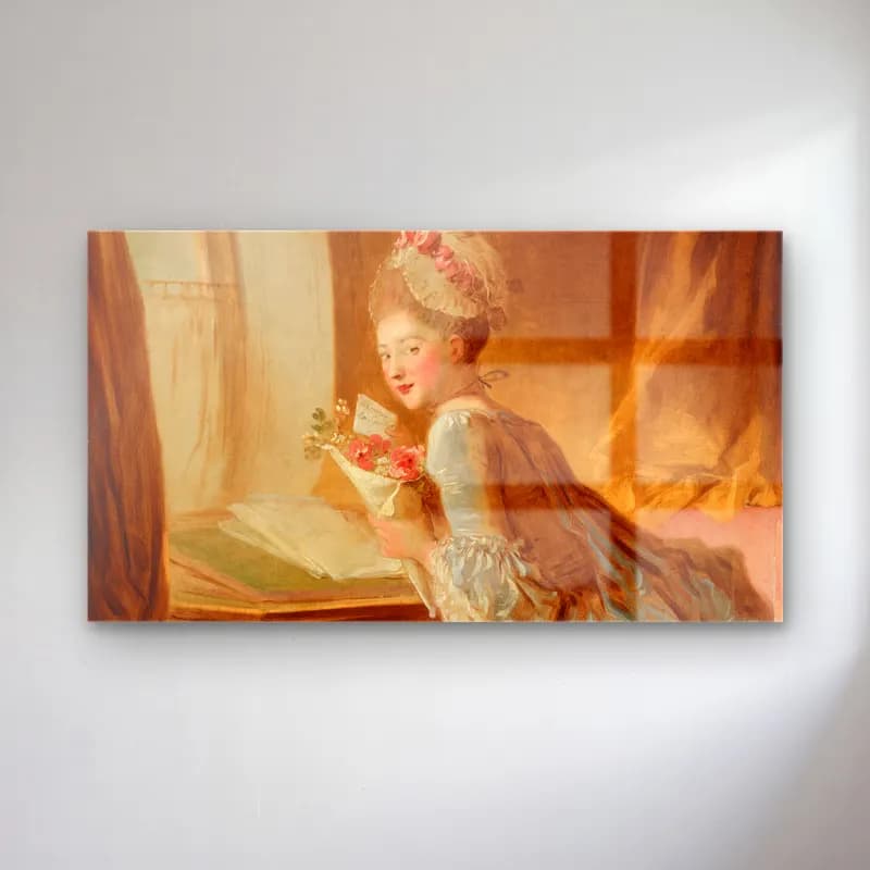 Jean-Honoré Fragonard – The Love Letter cam tablo — Jean-Honoré Fragonard – The Love Letter — vintage kitap okuyan kadın