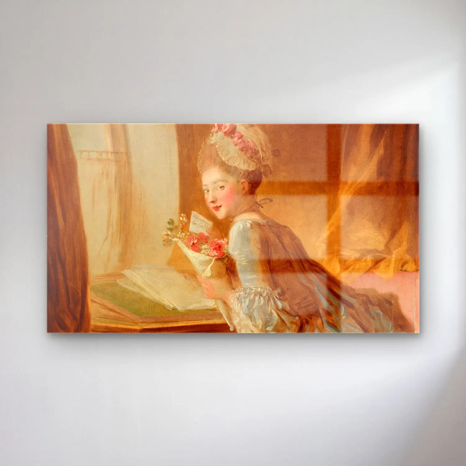 Jean-Honoré Fragonard – The Love Letter cam tablo — Jean-Honoré Fragonard – The Love Letter — vintage kitap okuyan kadın
