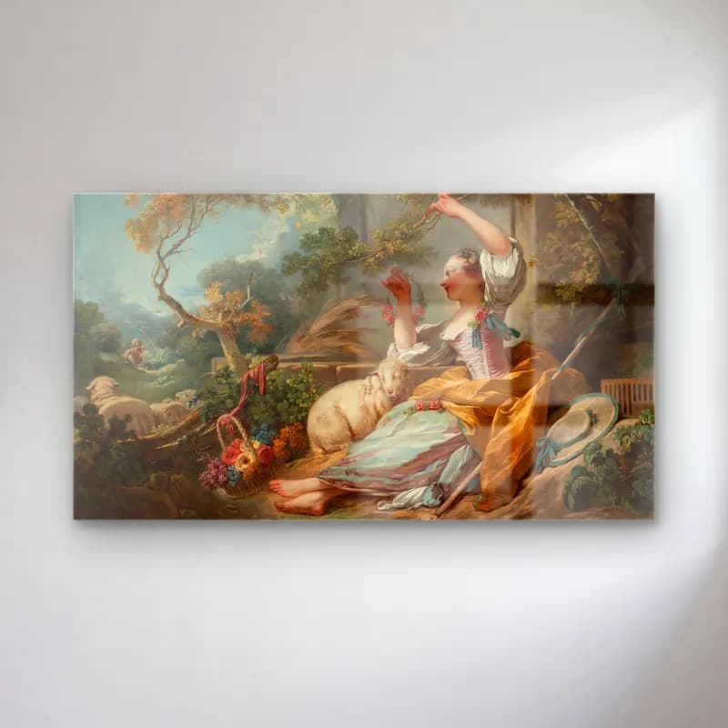 Jean-Honoré Fragonard – The Shepherdess cam tablo — Jean-Honoré Fragonard – The Shepherdess — yağlı boya koyun