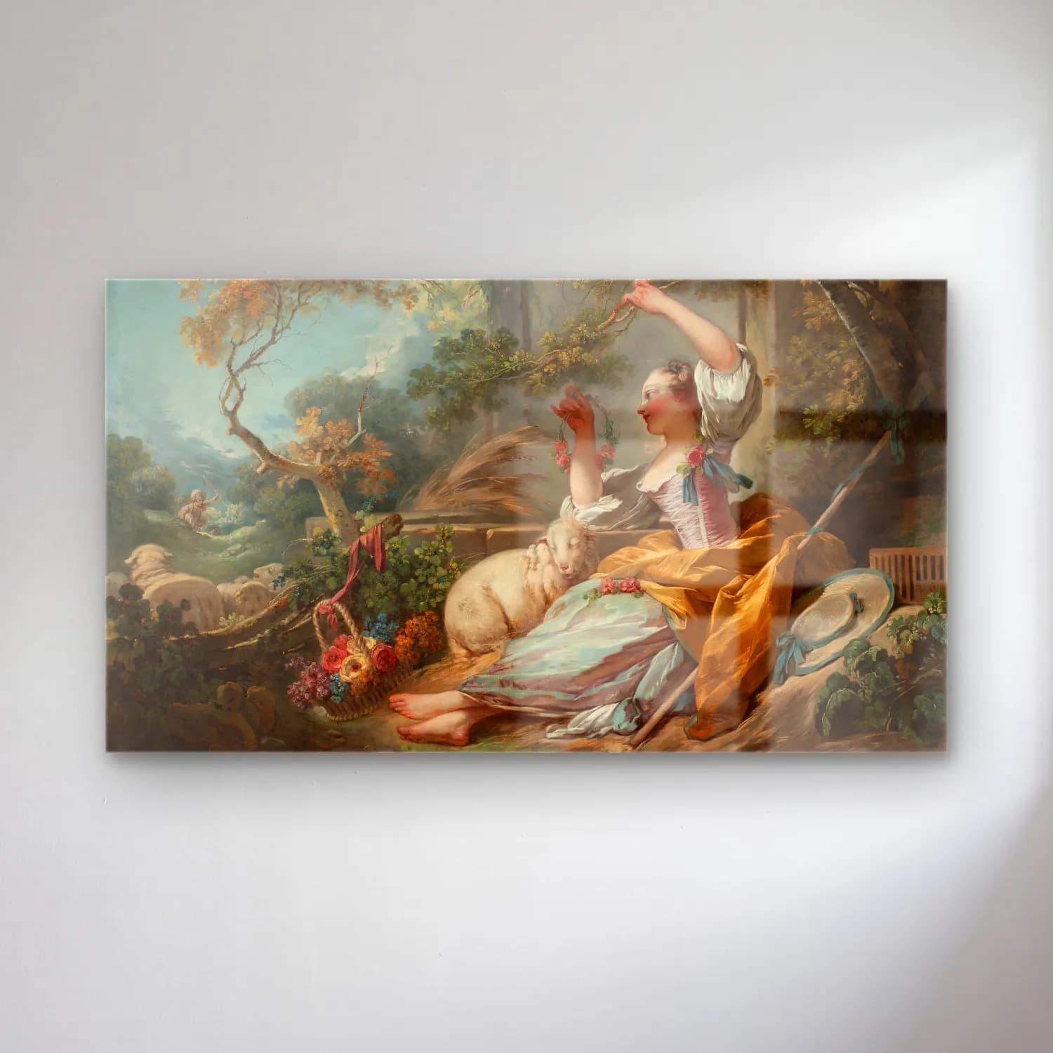 Jean-Honoré Fragonard – The Shepherdess cam tablo — Jean-Honoré Fragonard – The Shepherdess — yağlı boya koyun