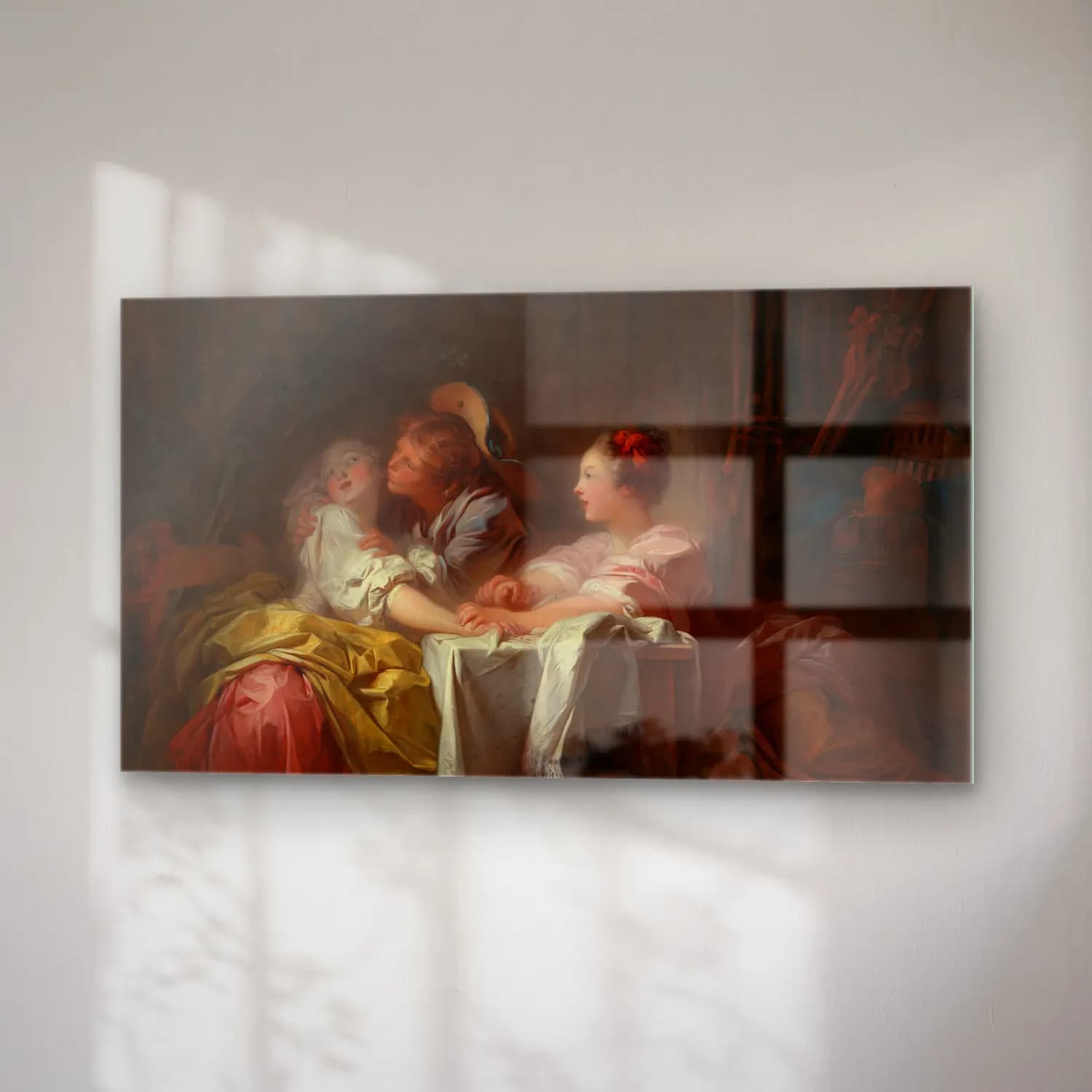 Jean-Honoré Fragonard – The Stolen Kiss cam tablo — sağ açıdan görünüm