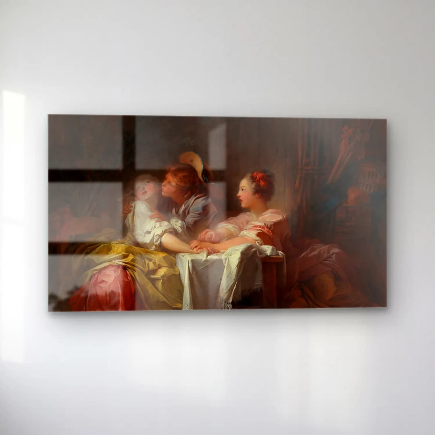 Jean-Honoré Fragonard – The Stolen Kiss cam tablo — sol açıdan görünüm