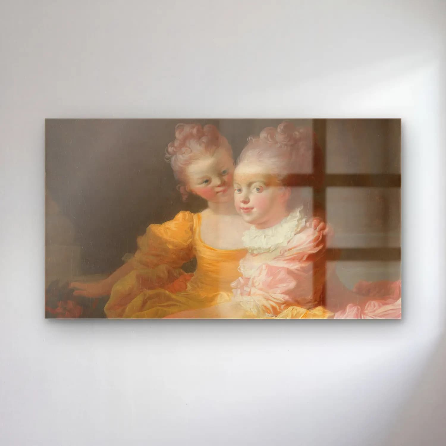 Jean-Honoré Fragonard – The Two Sisters cam tablo — Jean-Honoré Fragonard – The Two Sisters — yağlı boya anne ve çocuk
