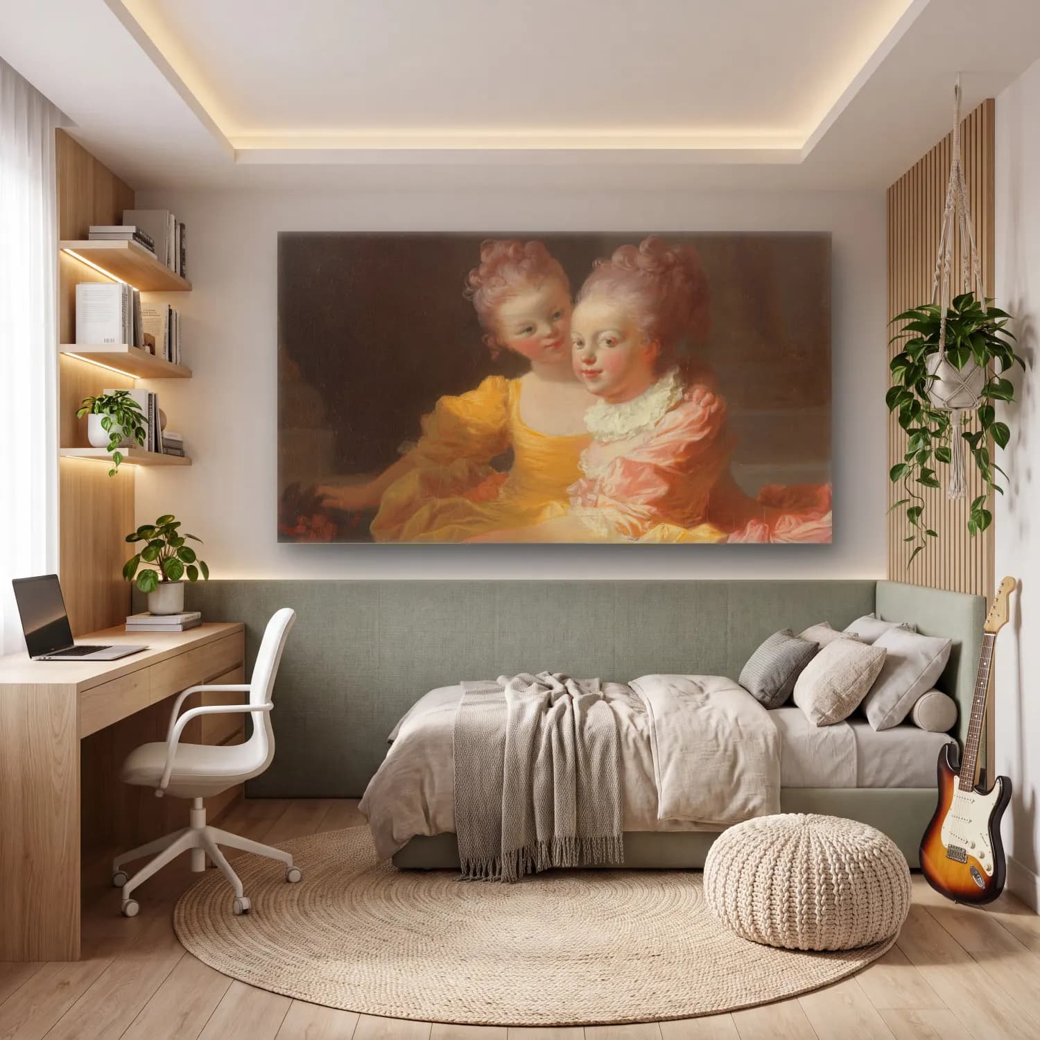 Jean-Honoré Fragonard – The Two Sisters cam tablo — genç odasında