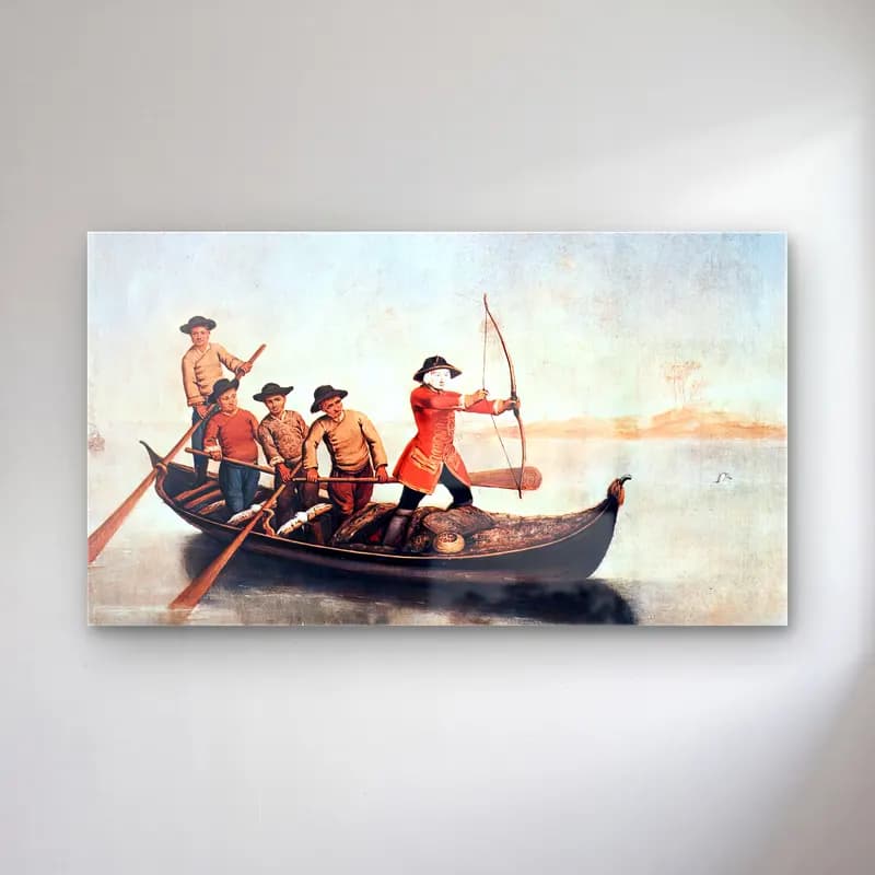 Pietro Longhi – Duck Hunters on the Lagoon cam tablo — Pietro Longhi – Duck Hunters on the Lagoon — vintage savaş sahnesi