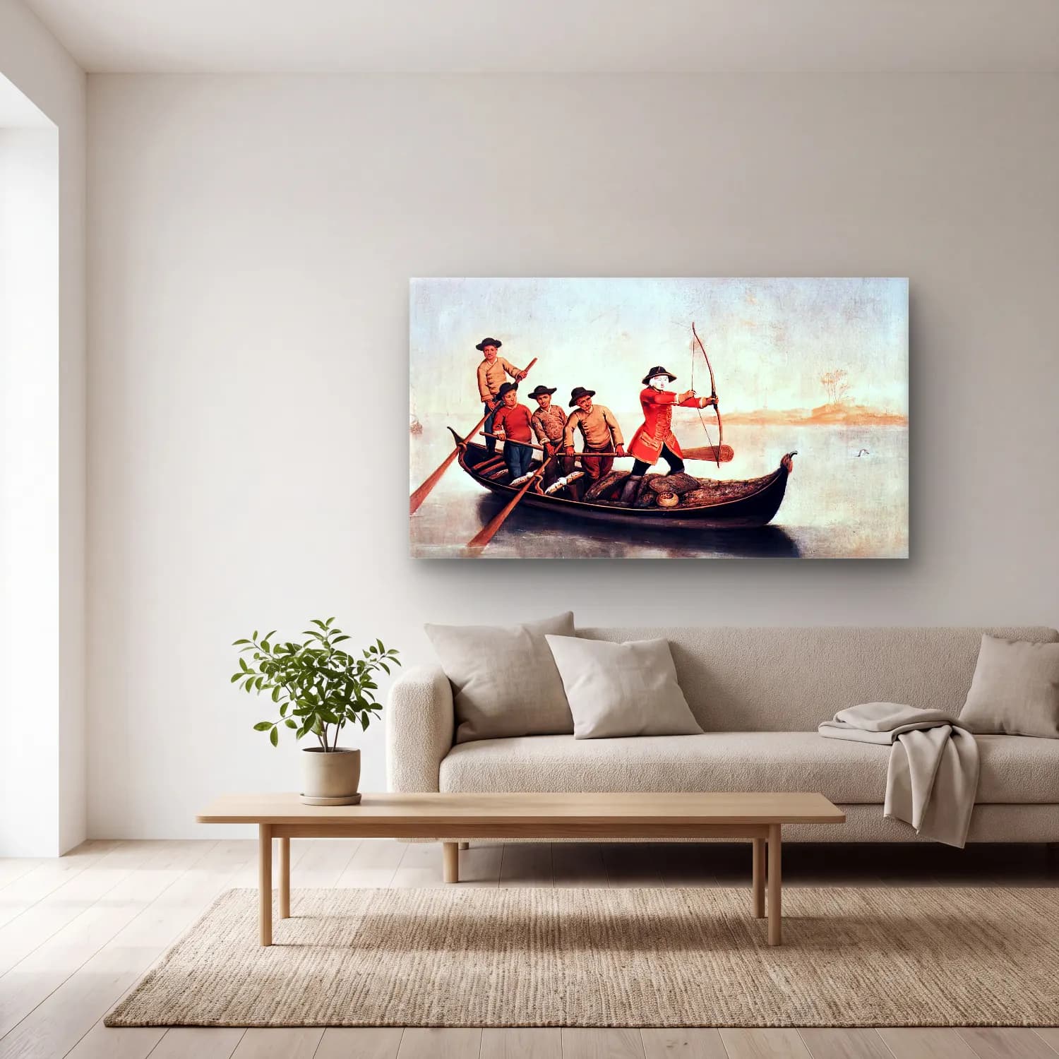 Pietro Longhi – Duck Hunters on the Lagoon cam tablo — açık renk salonda