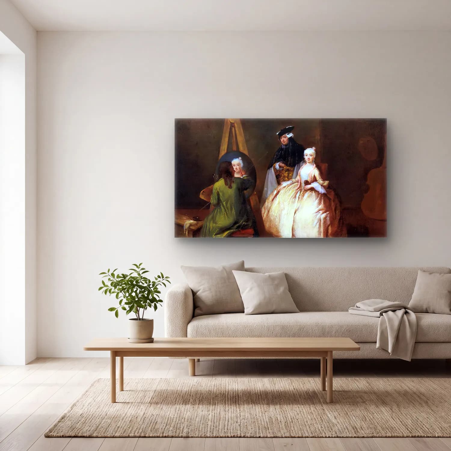 Pietro Longhi – Painter in his Studio cam tablo — açık renk salonda